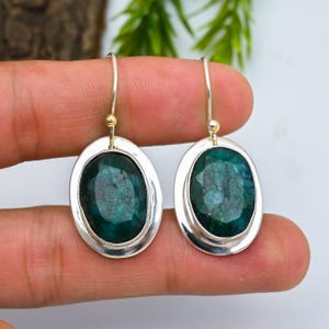 Emerald Earrings 925 Sterling Silver Earrings Emerald Gemstone Earrings Jewelry Handmade Earrings Emerald Jewelry Christmas Gifts For Her
