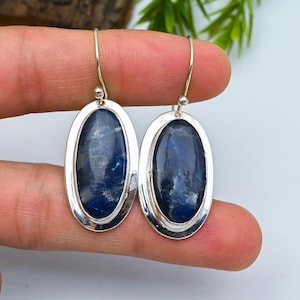 Natural Sodalite Earrings, Blue Gemstone Earrings, Drop & Dangle Earrings, 925 Sterling Silver Jewelry, Birthday Gift, Earrings For Wife