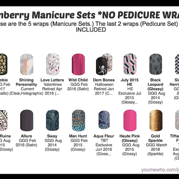 Jamberry Nail Wraps Manicure Set *ONLY* (Pedicure Wraps not included)