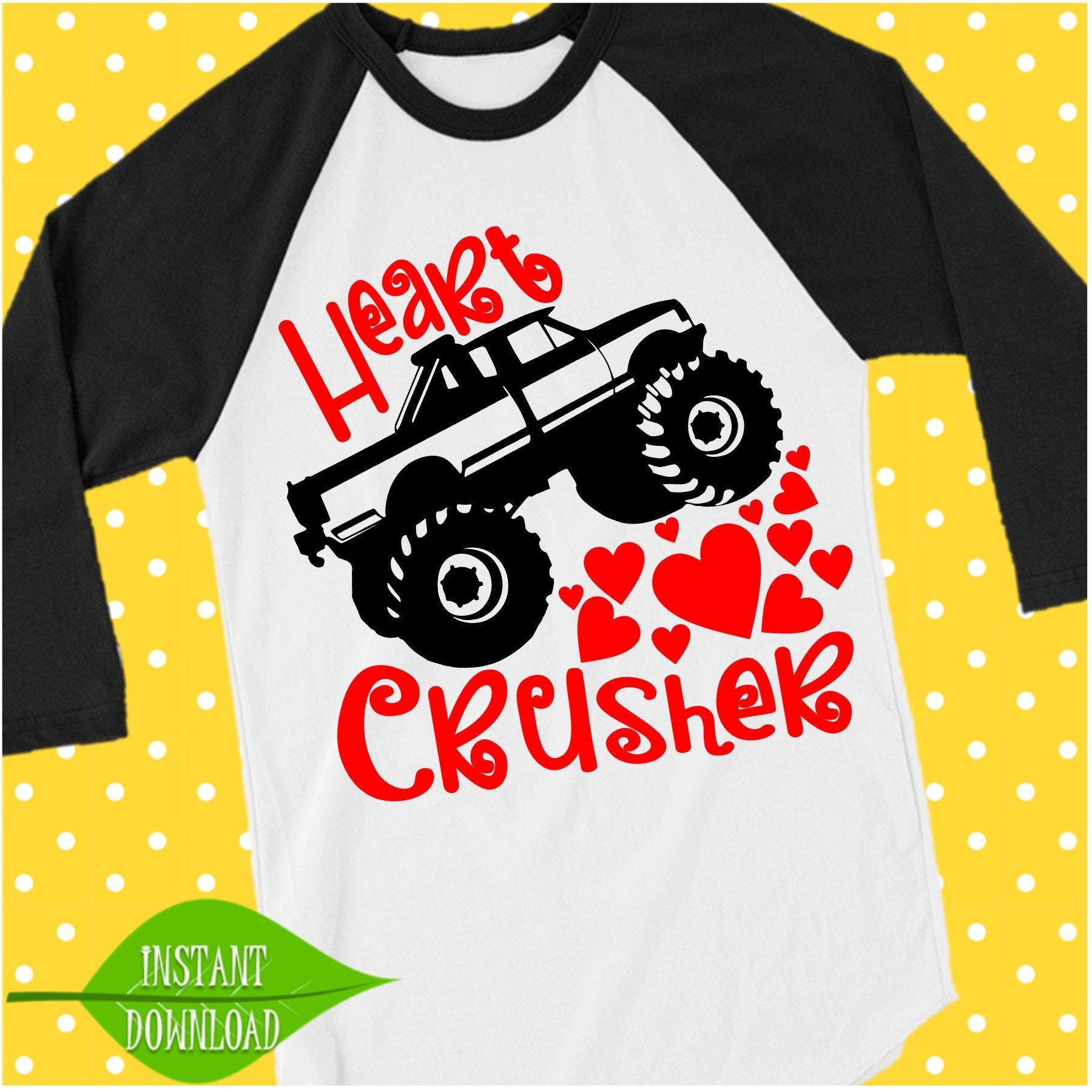 Download Heart Crusher Monster Truck svg Boy Valentine Tshirt ...