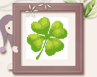 Shamrock cross stitch pattern Clover pdf pattern Green shamrock cross stitch Irish clover pattern St. Patrick's Day gift Four leaf clover