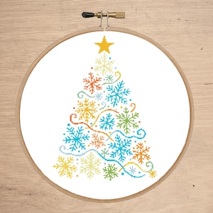Christmas Tree Silhouette Cross Stitch Pattern: Holiday Winter Design (PDF Pattern)