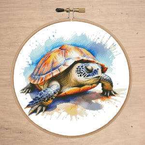 Watercolor turtle cross stitch pattern Turtle cross stitch design Animal cross stitch Turtle cross stitch pdf pattern Counted cross stitch
