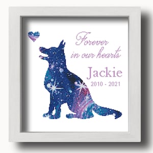 Cosmos dog silhouette cross stitch pattern Animal design Pet memorial cross stitch Dog pdf pattern Pet loss gift Modern cross stitch