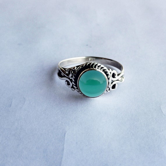 Natural Green Onyx Ring 925 Sterling Silver Ring Green Stone Etsy