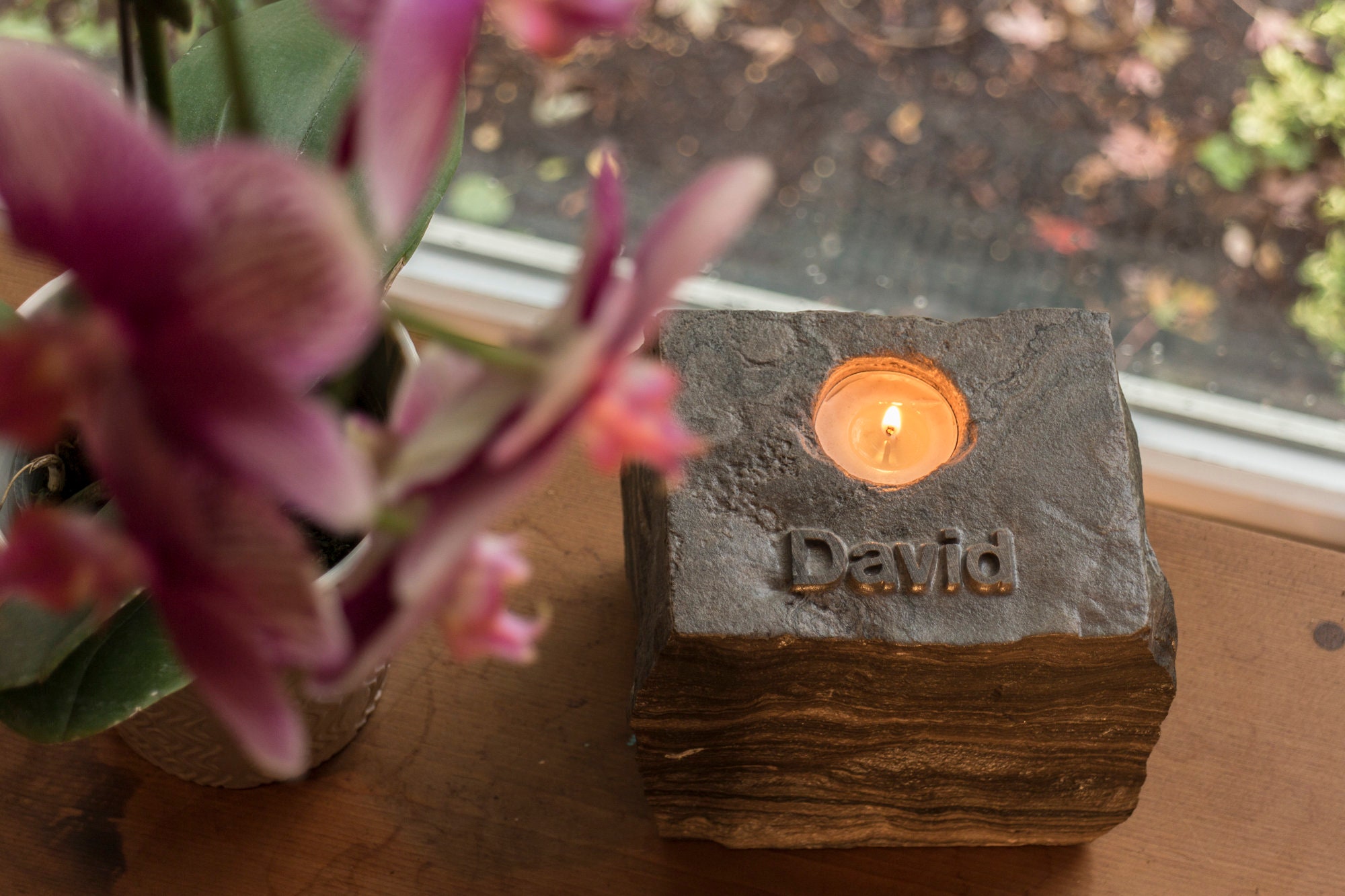 Custom Stone Memorial Candle Holder Etsy