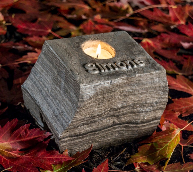 Custom Stone Memorial Candle Holder Etsy