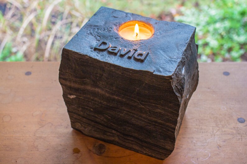 Custom Stone Memorial Candle Holder Etsy