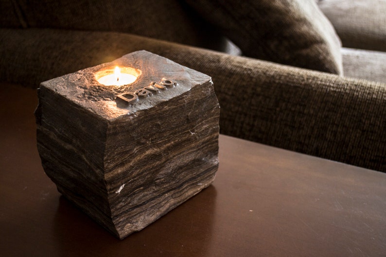 Custom Stone Memorial Candle Holder Etsy