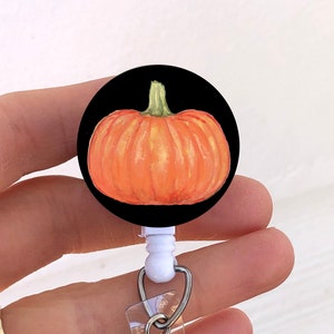 パンプキンバッジリール、秋、ハロウィン、感謝祭 ID バッジホルダー、看護師、看護師、RN、LPN、教師、医療関係者、ギフト用