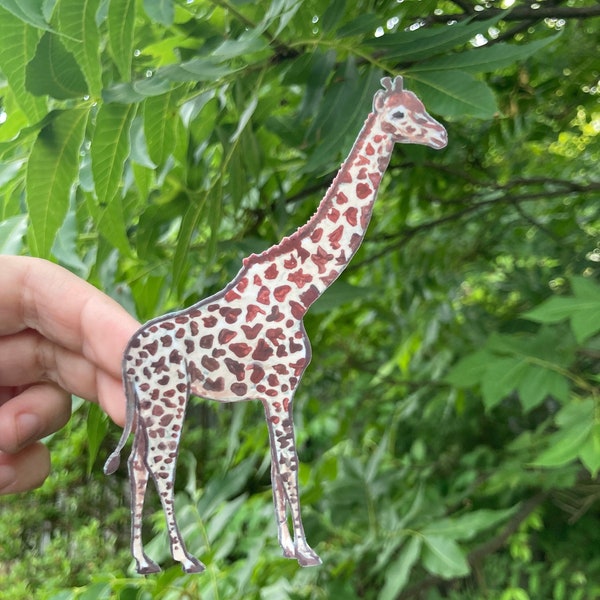 Giraffe sticker, water resistant, vinyl sticker, realistic wildlife, nature gift, laptop, scrapbook, tumbler sticker