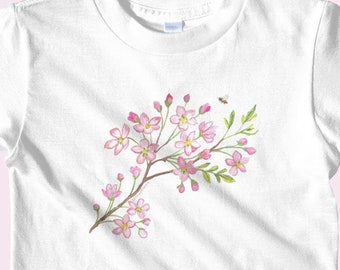 Flower t shirt for girls, girls flower t shirt, toddler flower t shirt, pink flower t shirt, apple blossom t shirt, tree t shirt, floral tee