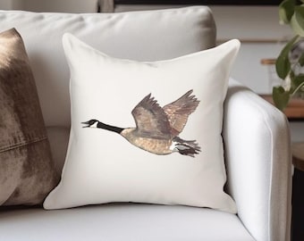 Personalized Canada goose pillow, wild goose throw pillow, nursery decor, baby shower gift, bird print, wildlife, nature, Mother's Day gift