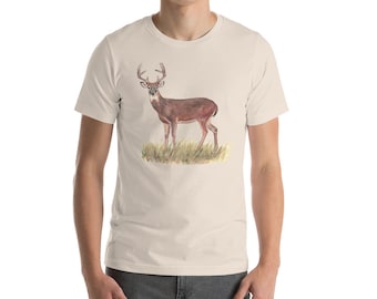 Deer t shirt, buck shirt, deer tee, wildlife shirt, nature gift, unisex sizing, watercolor deer print, woodland animal forest wildlife