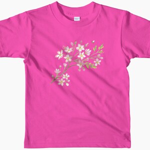 Flower t shirt for girls, girls flower t shirt, toddler flower t shirt, pink flower t shirt, apple blossom t shirt, tree t shirt, floral tee image 3
