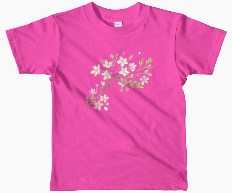 Flower t shirt for girls, girls flower t shirt, toddler flower t shirt, pink flower t shirt, apple blossom t shirt, tree t shirt, floral tee image 3