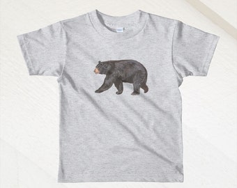 Bär Shirt, Tshirt-Bär, Bär-t-Shirt, Tierwelt Shirt Kinder, jungen Bär Shirt, Kleinkind Bär Shirt, Kinder-Bär-Shirt, schwarzer Bär shirt