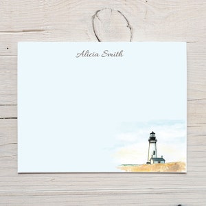 Personalisierte Leuchtturm Briefpapier, Leuchtturm Grußkarten, Strand Briefpapier, Strand Karten mit Umschlägen, Leuchtturm Geschenk, Strand Geschenk,