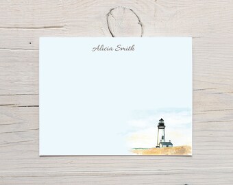 Papeterie personnalisée de phare, cartes de note de phare, papeterie de plage, cartes de bord de mer avec des enveloppes, cadeau de phare, cadeau de plage,