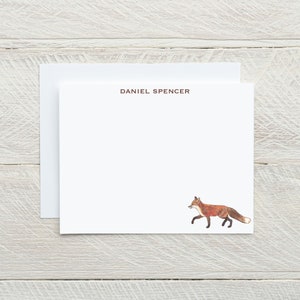 Fuchs Briefpapier, personalisierte Fuchs Karten mit Umschlägen, Fuchs Grußkarten für Männer, für Frauen, Natur Tiere Briefpapier, laufender Fuchs, Fuchs Geschenk