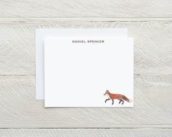 Fox stationery, personalized fox cards with envelopes, fox notecards for men, for women, nature wildlife stationery, walking fox, fox gift