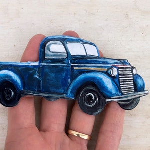 Blue truck sticker, water resistant, vinyl sticker, antique truck, laptop, scrapbook, tumbler decal