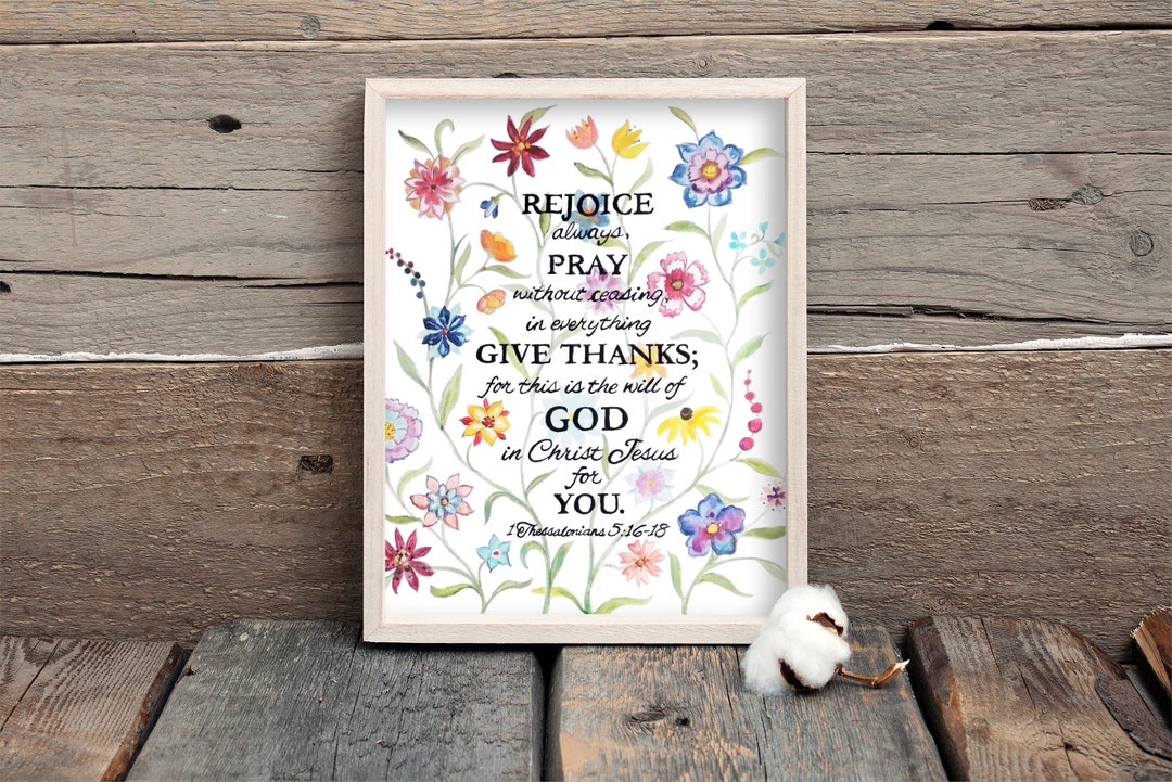 Rejoice Print, Scripture Verse Print, Bible Verse Wall Art, 1 ...