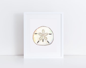 Sand dollar painting, sand dollar print, sand dollar art, seashell print, beach wall art, seashell wall decor, beach house wall decor