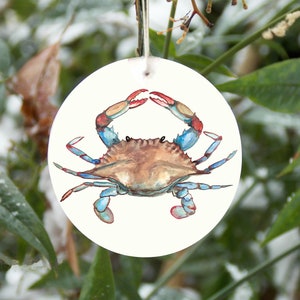 Ornamento di granchio blu, ornamento dell&#39;albero di Natale del granchio, personalizzato, granchio blu del Maryland, ornamento costiero, decorazione a tema oceano, regalo di granchio blu