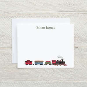 Zug Briefpapier, personalisierte Zug Notecards, Dampflokomotive, Spielzeug Zug Enthusiasten Geschenk, Jungen Briefpapier, Zug Dankesnotizen