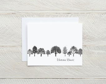 Tarjetas de notas de árboles personalizadas, papelería de árboles, tarjetas de notas de bosques, bosque, regalo de naturaleza, tarjeta de bosques personalizada, regalo de excursionista, papelería para hombres