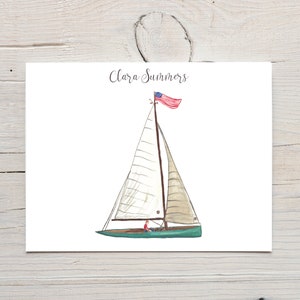 Sailboat notecards, personalized sailboat stationery, folded cards, with envelopes, sailing enthusiast gift, lake life, ADK, Father's Day