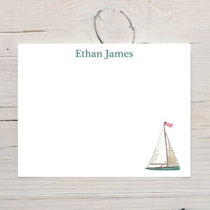Zeilboot briefpapier, gepersonaliseerde mannen briefpapier, persoonlijke aangepaste zeilboot kaarten met enveloppen, zeilliefhebber, lake life cards, cadeau