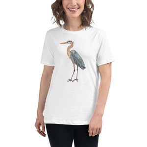 Women’s heron t shirt, great blue heron shirt for women, bird shirt, nature tee, lake life, wildlife gift, waterbird shirt , women’s sizing