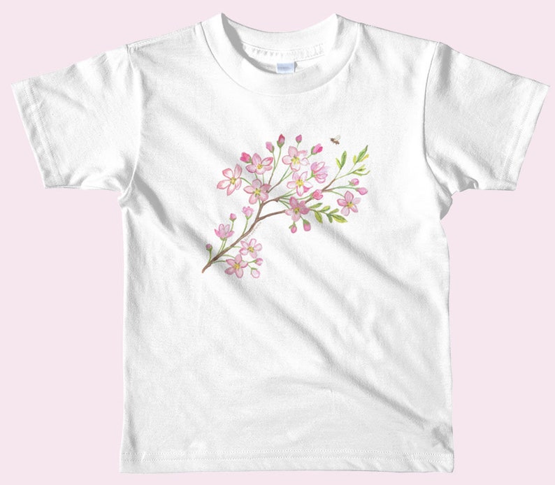 Flower t shirt for girls, girls flower t shirt, toddler flower t shirt, pink flower t shirt, apple blossom t shirt, tree t shirt, floral tee image 1