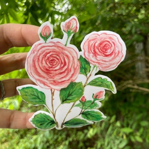 Rose sticker, water resistant, vinyl sticker, June birth flower, laptop, scrapbook, tumbler sticker