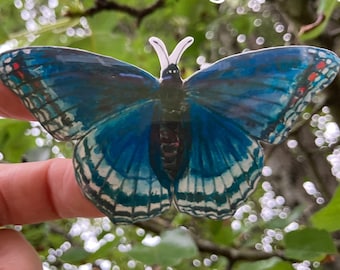 Blue butterfly sticker, red-spotted purple butterfly, water resistant, laptop, scrapbook, tumbler sticker, pretty decal