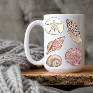 Seashell mug, can be personalized, custom name mug, beach house decor, gift mug