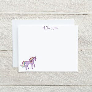 Notecard personalizzate unicorno, cancelleria unicorno arcobaleno per ragazze, con buste, carte unicorno viola, regalo unicorno, unicorno carino