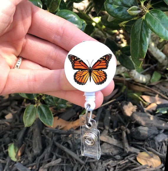 Monarch Butterfly Badge Reel, Realistic Monarch Butterfly Id Badge Holder,  Gift for Nurses, Teacher, Technicians, Medical, Insect, Artistic 