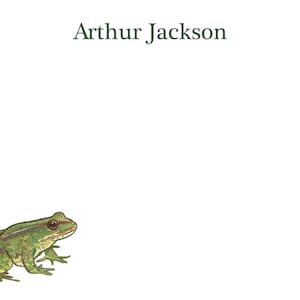 Frog notecard, frog stationery, personalized stationery, nature stationery, wildlife cards, kids notecards, frog gift, realistic frog print