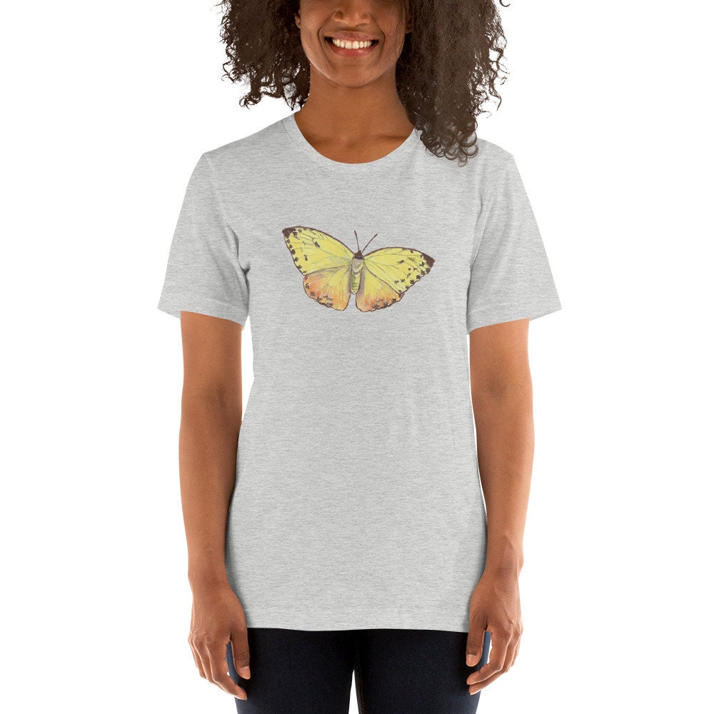 Womens butterfly t shirt yellow butterfly realistic yellow | Etsy