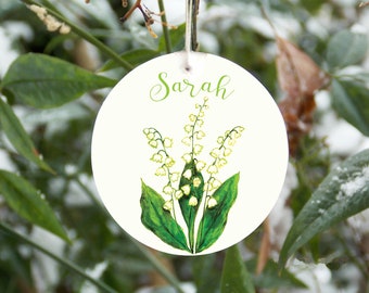 May birth month flower ornament, lily of the valley, personalized, customizable May birth flower, mother, sister, daughter, friend gift