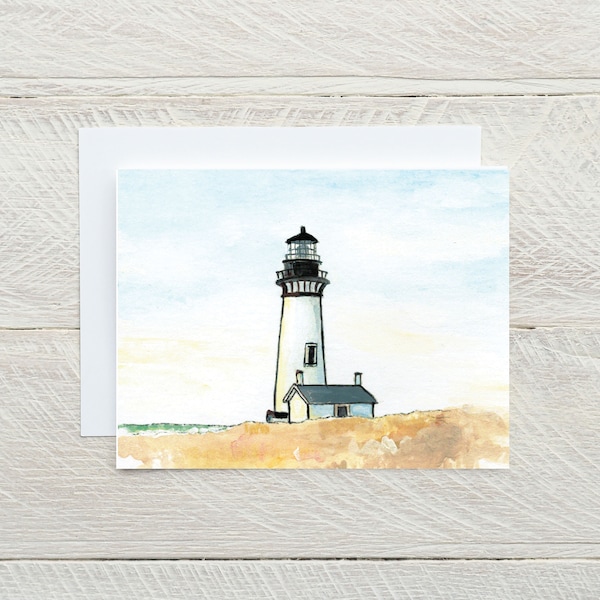 Lighthouse note cards, lighthouse stationery, beach landscape notecards, nautical stationery, folded cards with envelopes, beach gift,