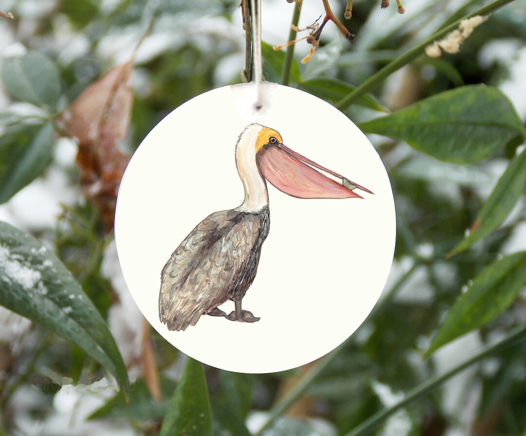 Pelican Ornament, Can Be Personalized, Beach Theme Ornament, Coastal