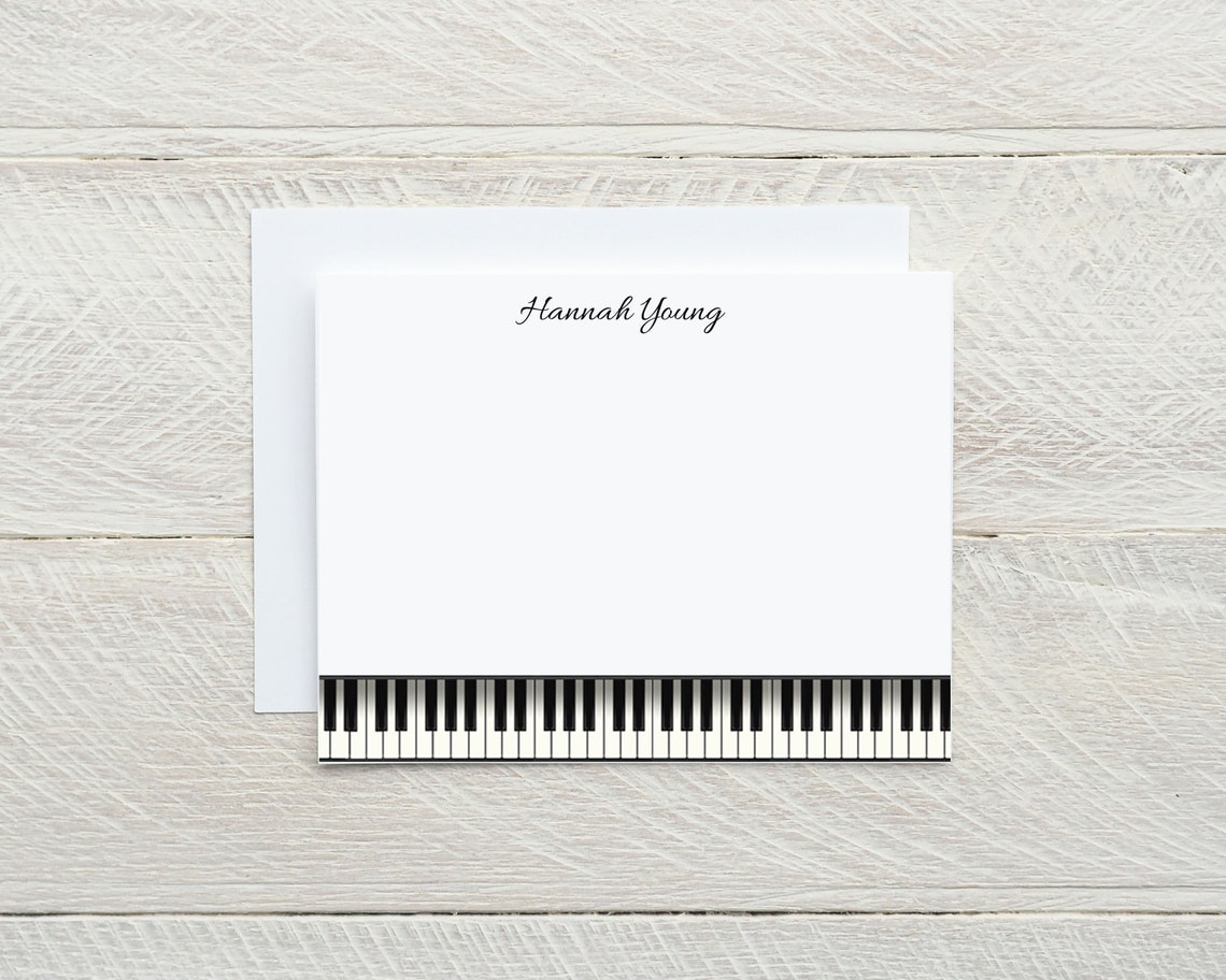 Piano Personalized Stationery Piano Keyboard Notecards Etsy