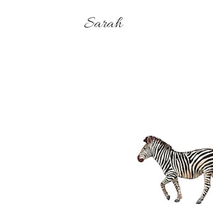 Cancelleria zebrata, bigliettini zebrati, carte zebrate personalizzate con buste, biglietti di ringraziamento a tema safari nella giungla, cancelleria per bambini zebrati