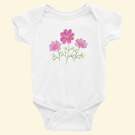 Flower One Piece, Baby Girl One Piece, Flowered One Piece, Baby