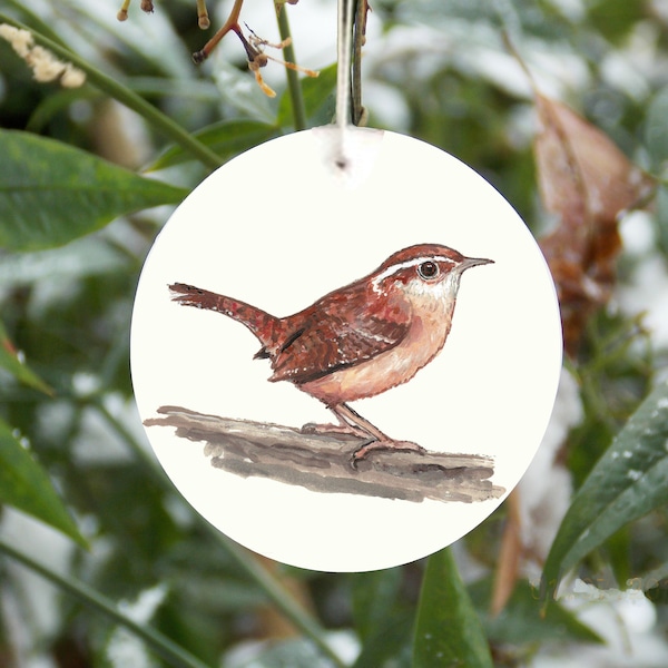 Wren ornament, Carolina wren, jenny wren, Christmas tree ornament, bird decoration, birdwatcher gift, nature, woodland animal, wildlife