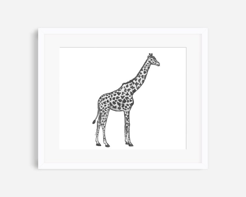 Giraffe print black and white giraffe minimalist giraffe Etsy